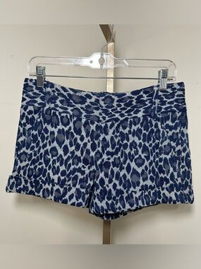 Alice + Olivia Navy and White Leopard Print Jean Shorts